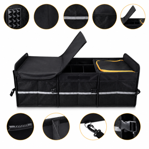 Folding SUV Trunk Organizer with Wheels & Handle Waterproof Oxford