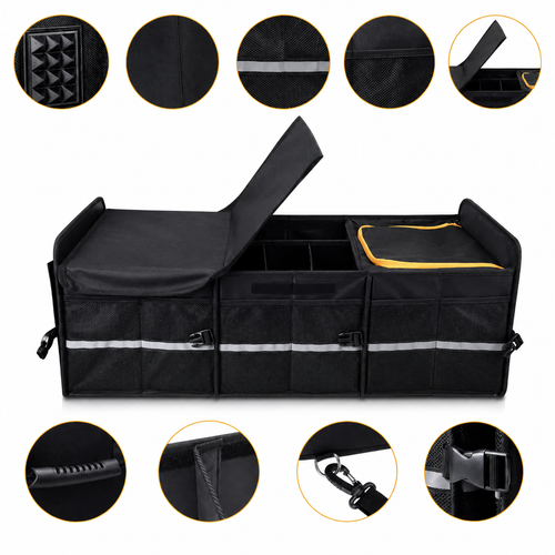 Folding Waterproof Oxford Cloth SUV Trunk Organizer with Roller and Handle