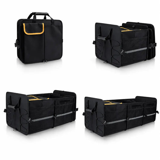 suv trunk organizer folded flat showing waterproof oxford cloth material